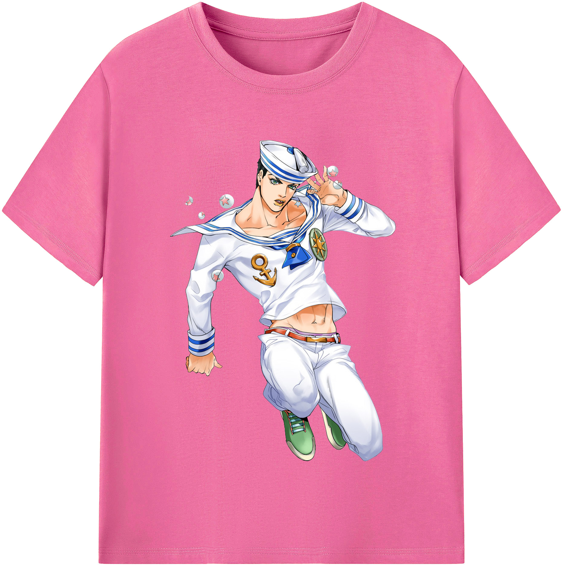 （画像用） ジョジョの奇妙な冒険 東方定助 JoJo's Bizarre Adventure Higashikata Josuke レディースカジュアルプリントTシャツ（綿100％）